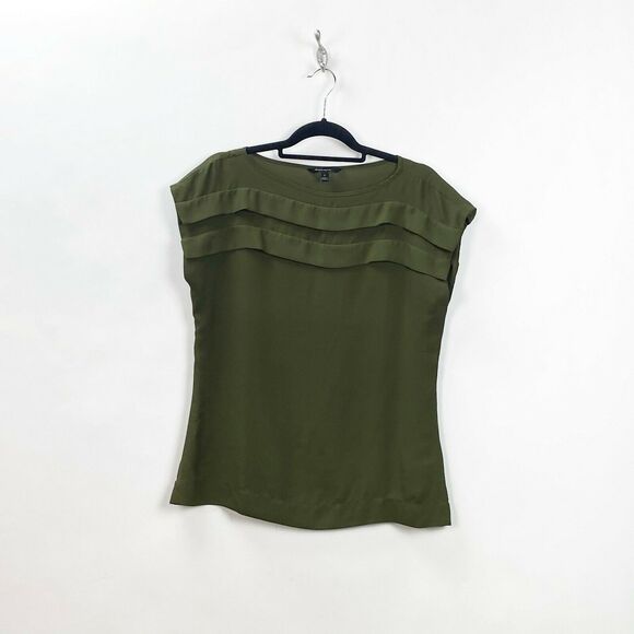 Banana Republic Small Womens Army Green Ruffle Blouse Top - Picture 1 of 7